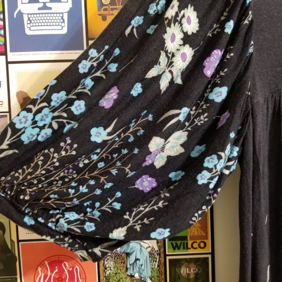 Free People dress Small floral print v-neck peasant boho slub knit - Picture 4 of 11